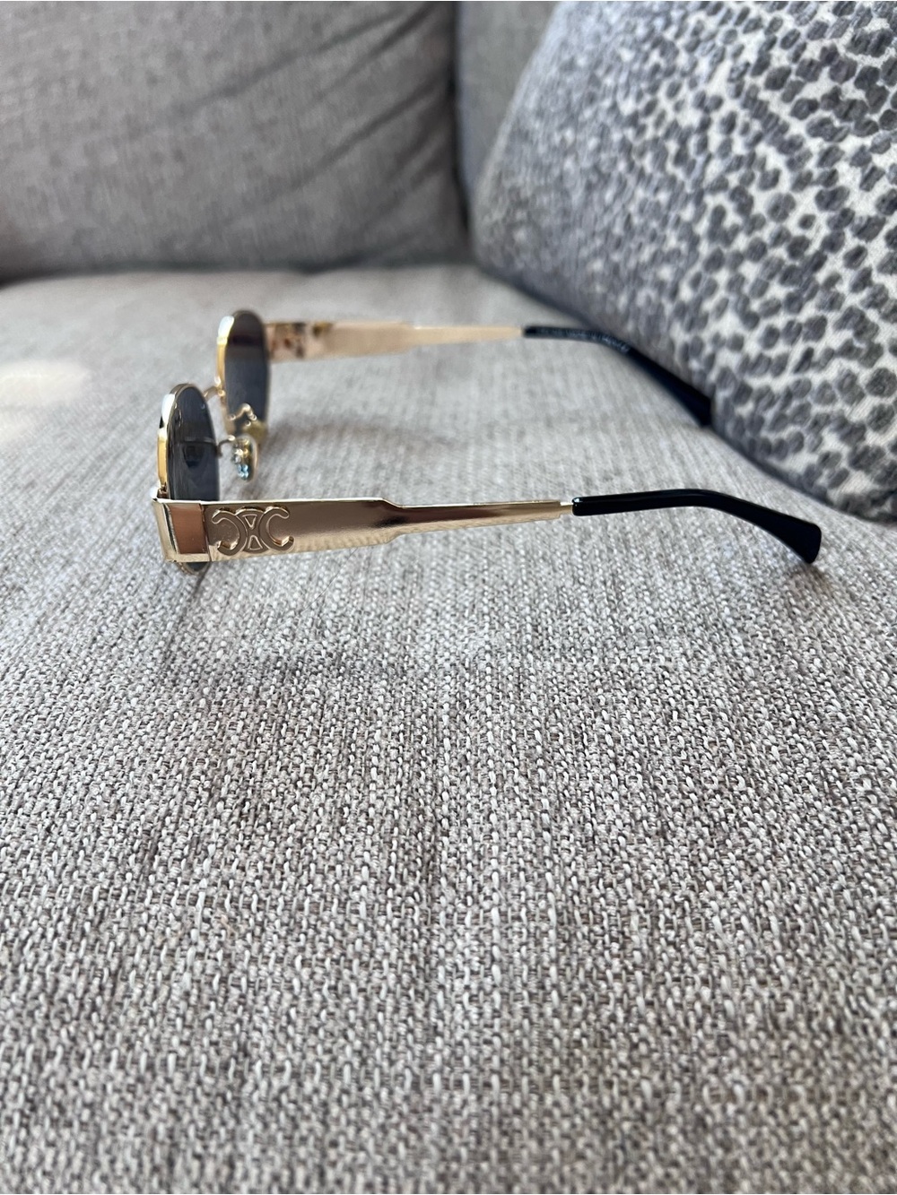 Celine Metal Triomphe 01 Gold Frame Oval Sunglasses - Picture 5 of 8